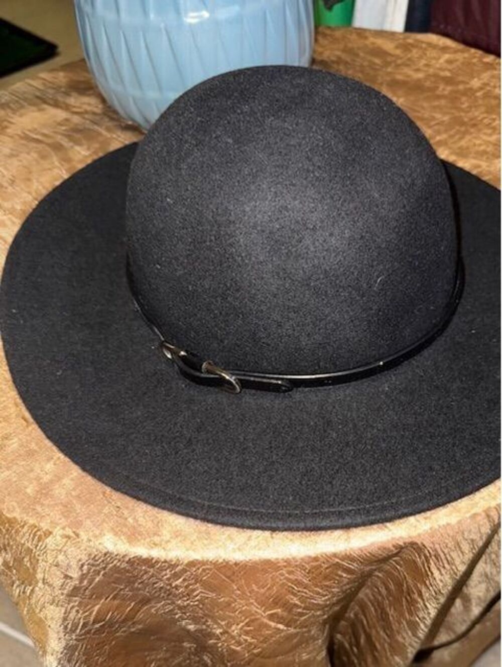 Adora Wool Round Top Black Hat (Black)